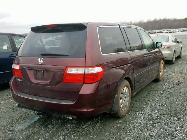 5FNRL38237B034600 - 2007 HONDA ODYSSEY LX BURGUNDY photo 4