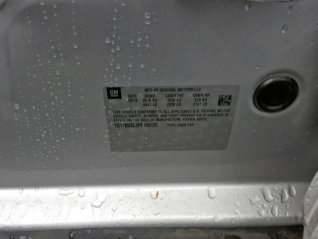 1G11B5SL2FF159135 - 2015 CHEVROLET MALIBU LS 银色 照片 10