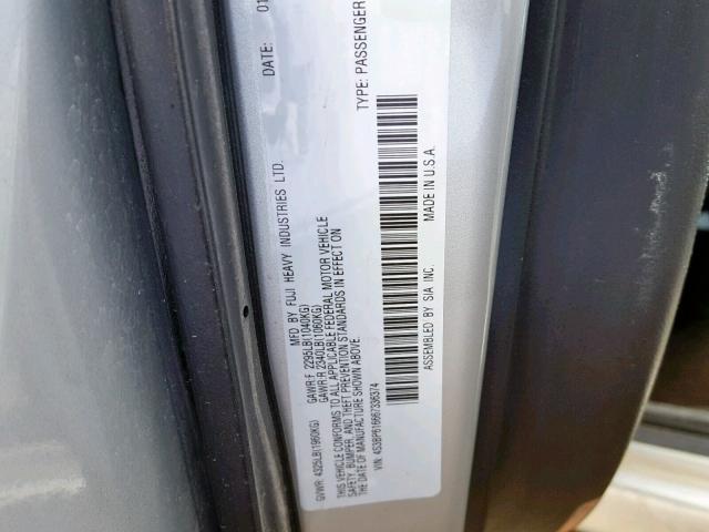 4S3BP616667336374 - 2006 SUBARU LEGACY 2.5 GRAY photo 10