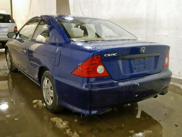 1HGEM21184L043701 - 2004 HONDA CIVIC DX V BLUE photo 3