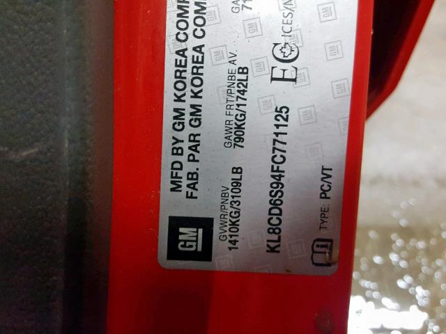KL8CD6S94FC771125 - 2015 CHEVROLET SPARK 1LT RED photo 10