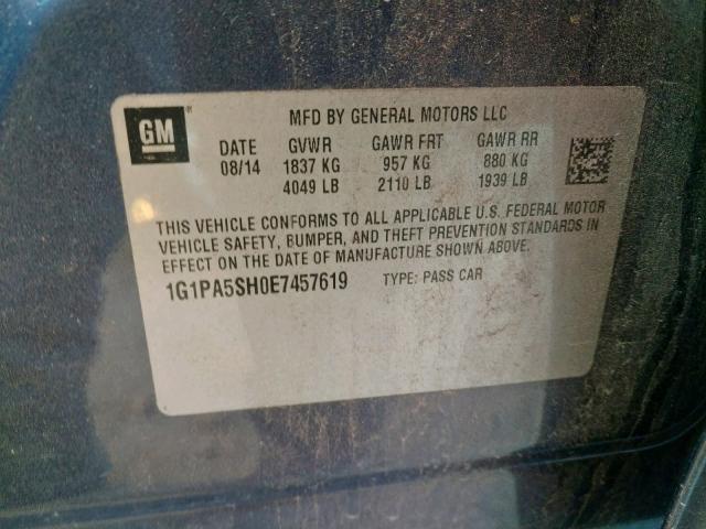 1G1PA5SH0E7457619 - 2014 CHEVROLET CRUZE LS BLUE photo 10