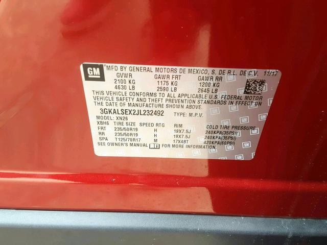 3GKALSEX2JL232492 - 2018 GMC TERRAIN DE RED photo 10