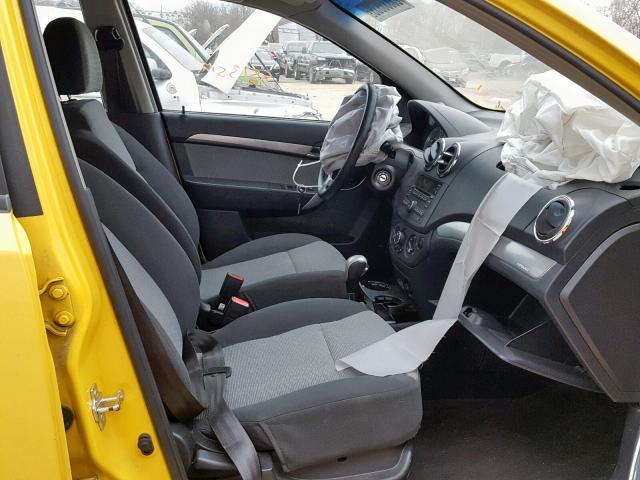 KL1TG66E19B404951 - 2009 CHEVROLET AVEO LT YELLOW photo 5