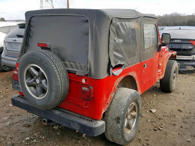 1J4FA39S14P730407 - 2004 JEEP WRANGLER X RED photo 4