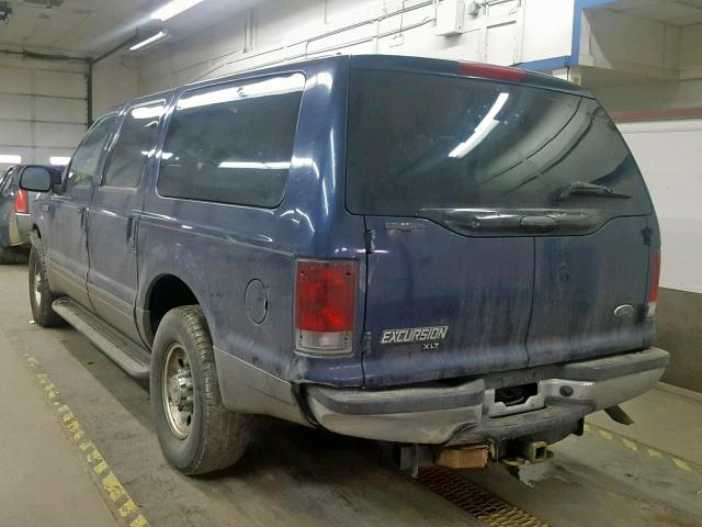 1FMNU40L92EC39477 - 2002 FORD EXCURSION BLUE photo 3