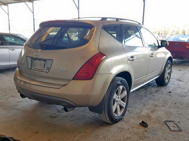 JN8AZ08T66W414838 - 2006 NISSAN MURANO SL GOLD photo 4