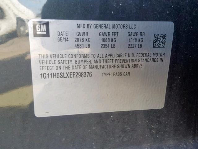 1G11H5SLXEF298376 - 2014 CHEVROLET MALIBU LTZ შავი ფოტო 10