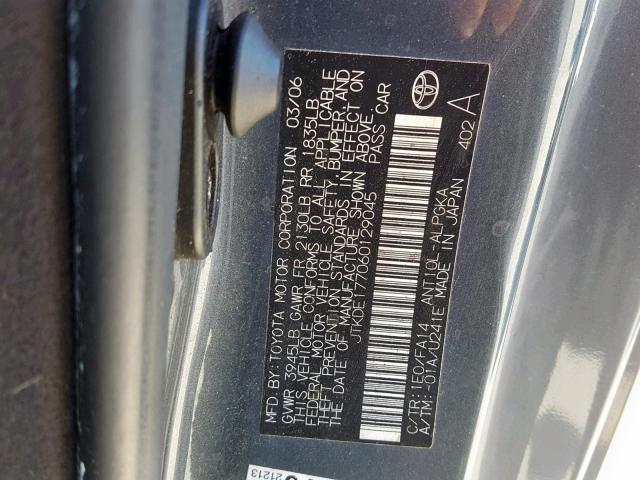 JTKDE177060129045 - 2006 TOYOTA SCION TC 灰色 照片 10