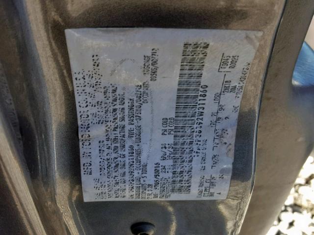 1FAFP38392W311860 - 2002 FORD FOCUS ZTS GRAY photo 10
