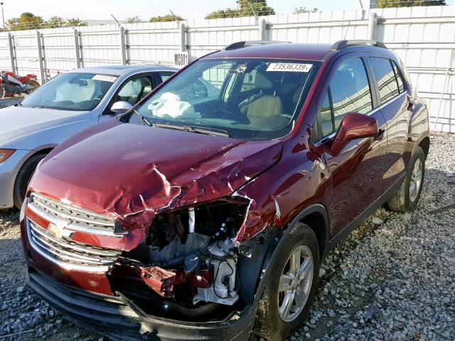 3GNCJLSB1GL144672 - 2016 CHEVROLET TRAX 1LT RED photo 2