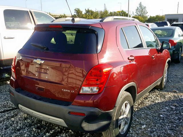 3GNCJLSB1GL144672 - 2016 CHEVROLET TRAX 1LT RED photo 4