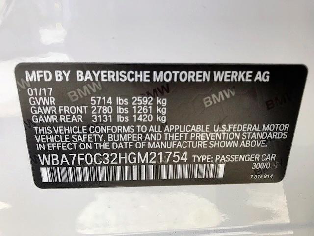 WBA7F0C32HGM21754 - 2017 BMW 750 I WHITE photo 10