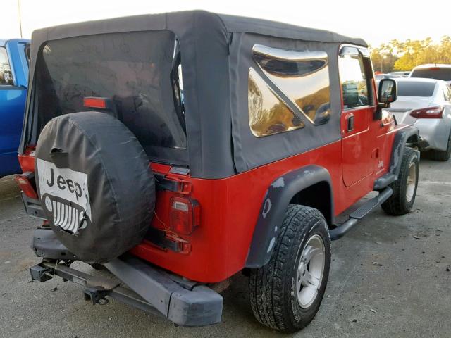 1J4FA49S34P778030 - 2004 JEEP WRANGLER / RED photo 4