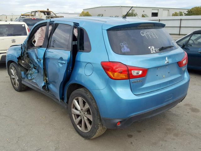 4A4AP3AU9EE009981 - 2014 MITSUBISHI OUTLANDER BLUE photo 3