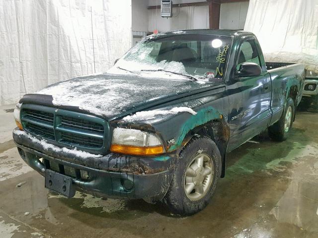 1B7FL26X7XS281925 - 1999 DODGE DAKOTA GREEN photo 2