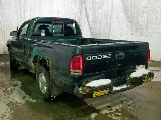 1B7FL26X7XS281925 - 1999 DODGE DAKOTA GREEN photo 3