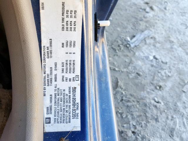 1GCCS148458141000 - 2005 CHEVROLET COLORADO 蓝色 照片 10