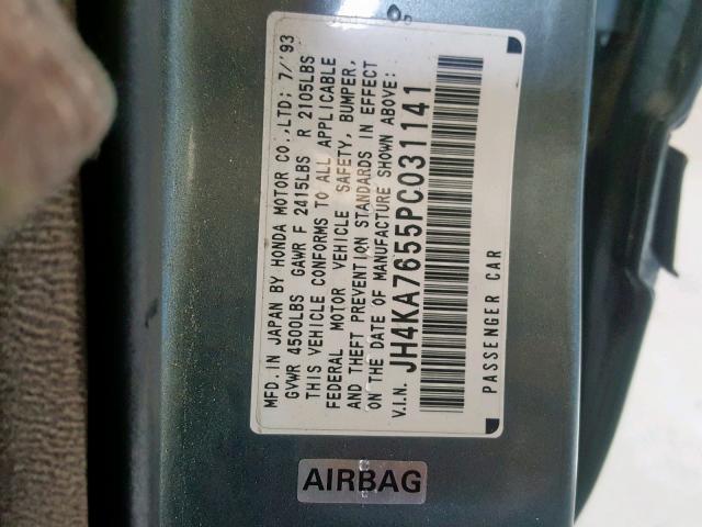 JH4KA7655PC031141 - 1993 ACURA LEGEND L GRAY photo 10