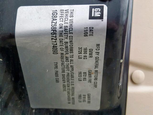 1G8AZ58F67Z174090 - 2007 SATURN ION LEVEL RED photo 10