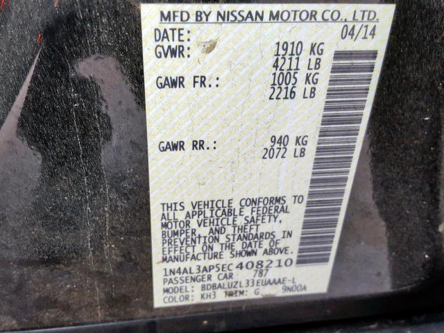 1N4AL3AP5EC408210 - 2014 NISSAN ALTIMA 2.5 BLACK photo 10