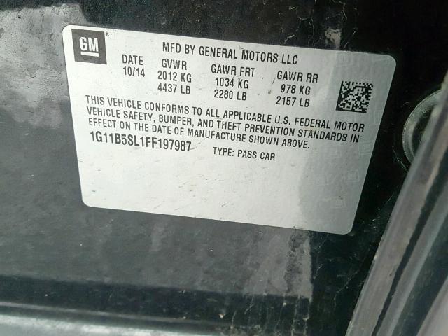 1G11B5SL1FF197987 - 2015 CHEVROLET MALIBU LS BLACK photo 10