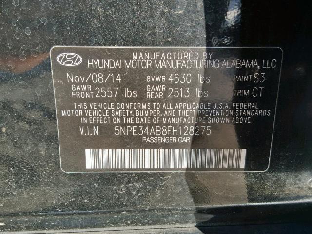 5NPE34AB8FH128275 - 2015 HYUNDAI SONATA SPO BLACK photo 10