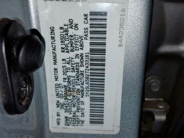 5Y2SL65827Z433181 - 2007 PONTIAC VIBE SILVER photo 10