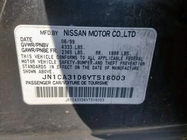 JN1CA31D6YT516003 - 2000 NISSAN MAXIMA GLE BLACK photo 10