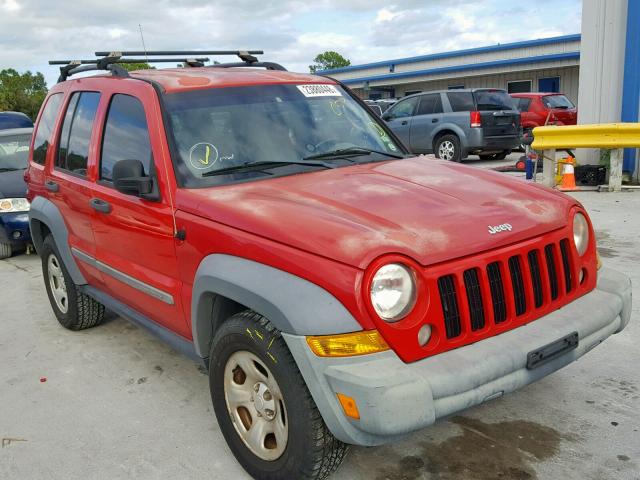 1J4GK48K15W537285 - 2005 JEEP LIBERTY SP RED photo 1