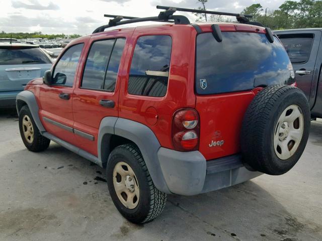 1J4GK48K15W537285 - 2005 JEEP LIBERTY SP RED photo 3
