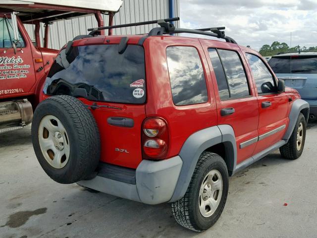 1J4GK48K15W537285 - 2005 JEEP LIBERTY SP RED photo 4