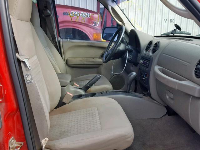 1J4GK48K15W537285 - 2005 JEEP LIBERTY SP RED photo 5