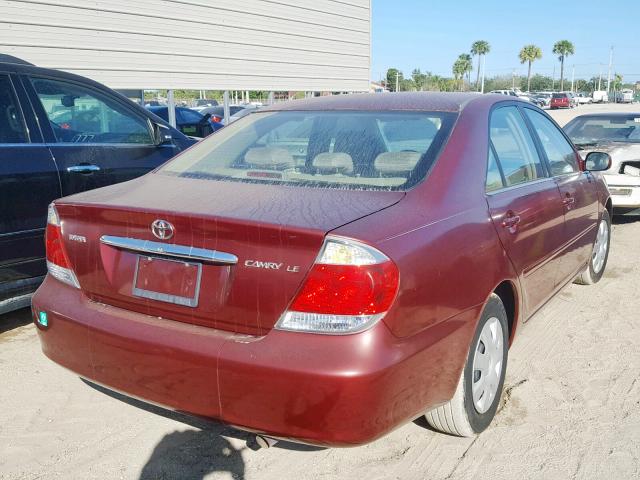 4T1BE32K75U004651 - 2005 TOYOTA CAMRY LE BURGUNDY photo 4