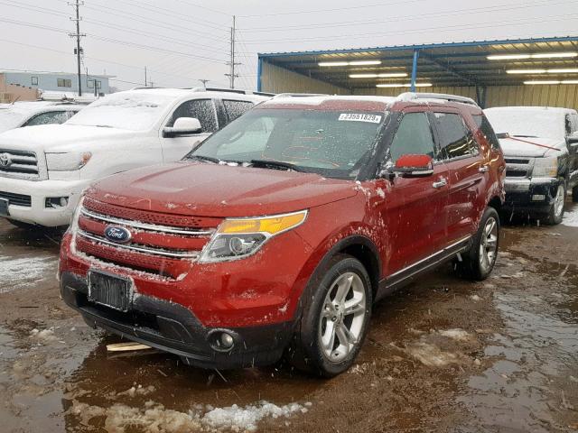 1FM5K8F81DGC14970 - 2013 FORD EXPLORER L RED photo 2