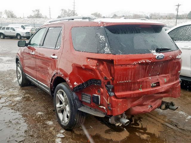 1FM5K8F81DGC14970 - 2013 FORD EXPLORER L RED photo 3