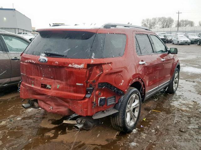 1FM5K8F81DGC14970 - 2013 FORD EXPLORER L RED photo 4