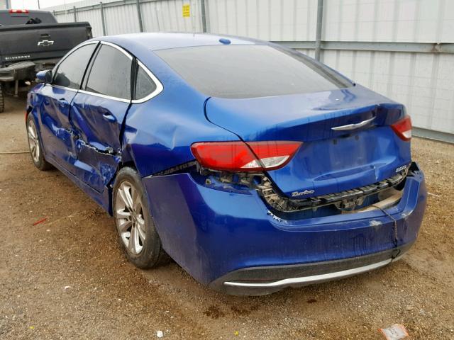 1C3CCCAB8FN555350 - 2015 CHRYSLER 200 LIMITE BLUE photo 3