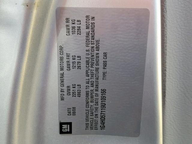 1G4HD57119U109166 - 2009 BUICK LUCERNE CX Gümüş foto 10