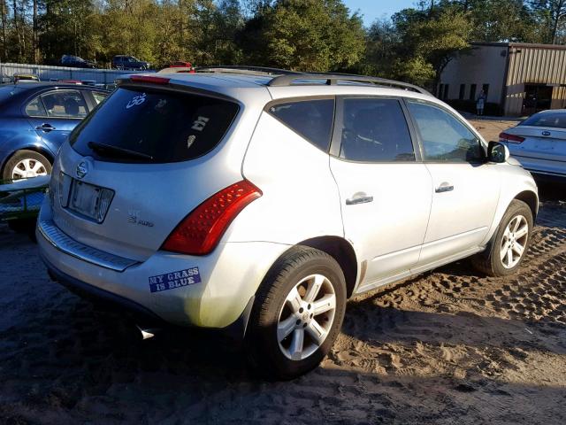 JN8AZ08W36W511067 - 2006 NISSAN MURANO SL SILVER photo 4