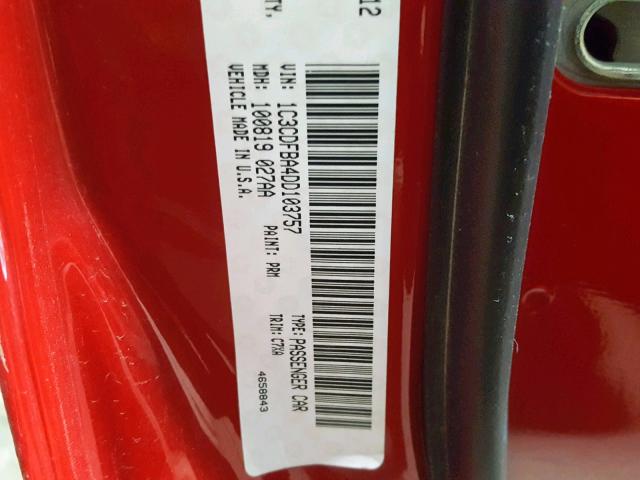 1C3CDFBA4DD103757 - 2013 DODGE DART SXT RED photo 10