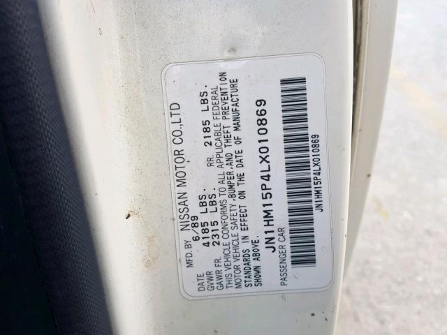 JN1HM15P4LX010869 - 1990 NISSAN AXXESS WHITE photo 10