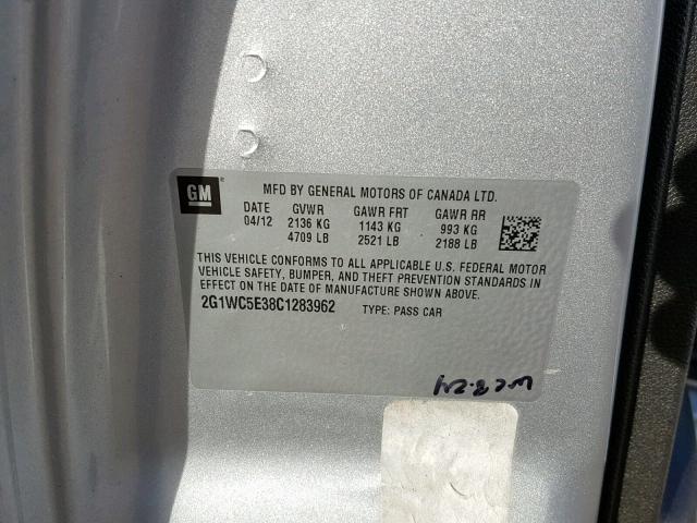 2G1WC5E38C1283962 - 2012 CHEVROLET IMPALA LTZ SILVER photo 10