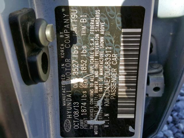 KMHCU4AE7DU583311 - 2013 HYUNDAI ACCENT GLS BLUE photo 10