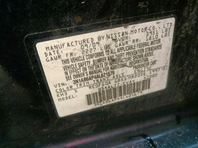 3N1AB6AP4AL621679 - 2010 NISSAN SENTRA 2.0 BLACK photo 10