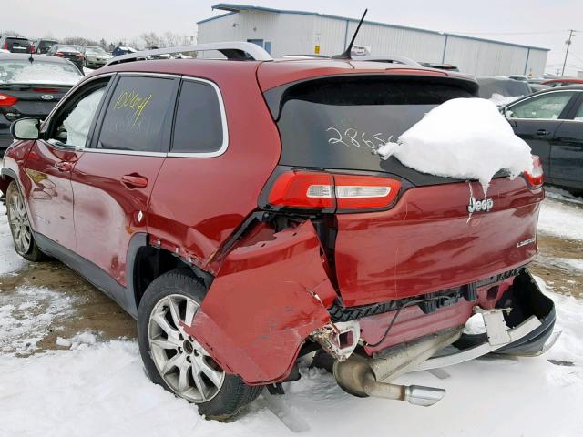 1C4PJLDB3EW129668 - 2014 JEEP CHEROKEE L MAROON photo 3