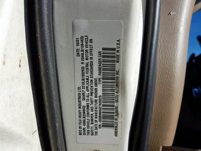 4S3BH665527626225 - 2002 SUBARU LEGACY OUT WHITE photo 10