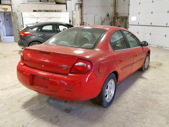 1B3ES56C03D188225 - 2003 DODGE NEON SXT RED photo 4