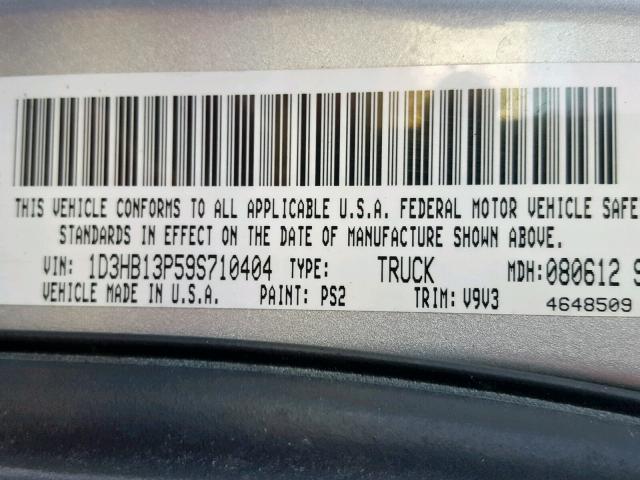 1D3HB13P59S710404 - 2009 DODGE RAM 1500 Արծաթագույն լուսանկար 10