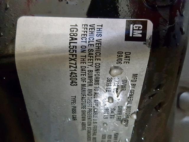 1G8AL55FX7Z143043 - 2007 SATURN ION LEVEL GRAY photo 10